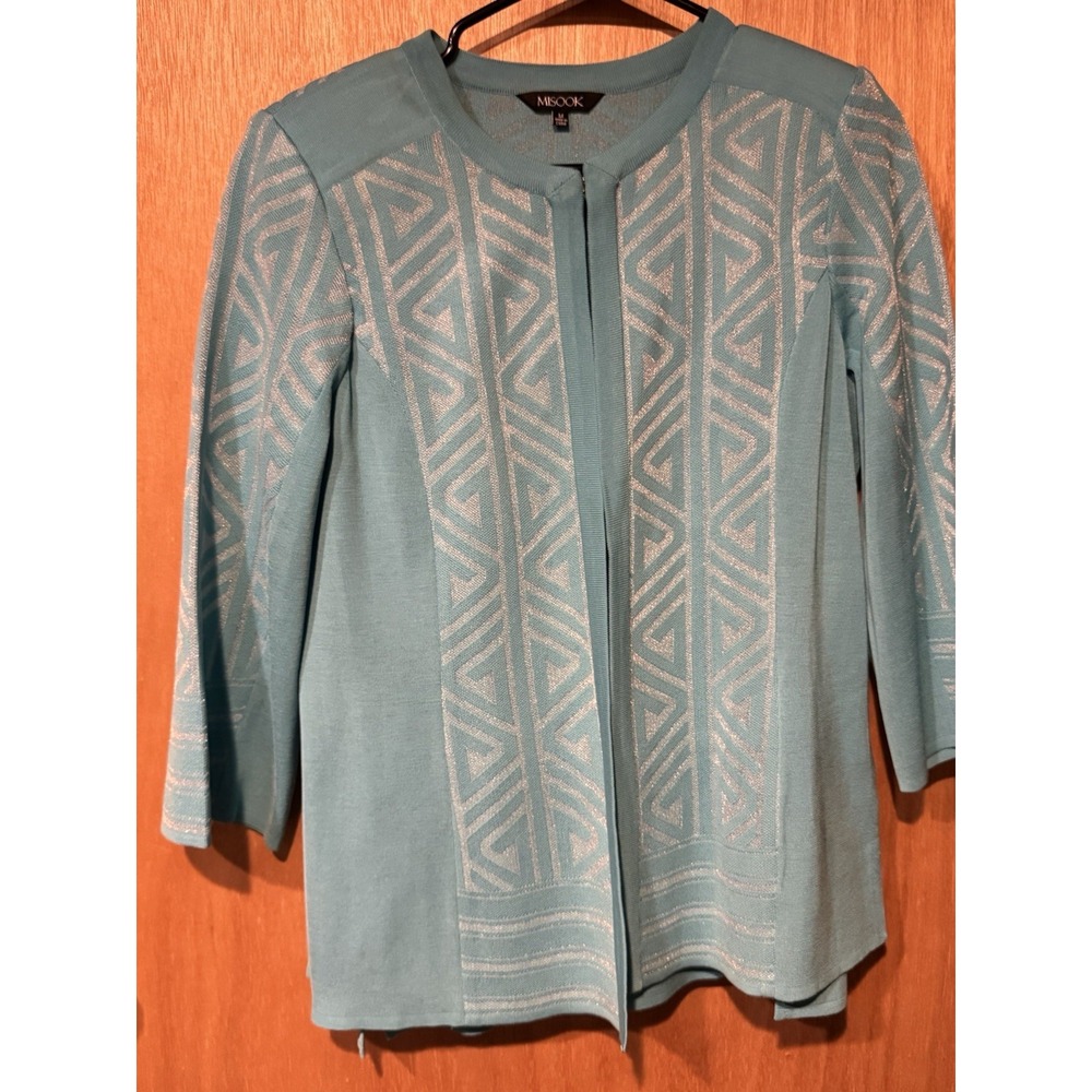 Misook Jacket M Tank Set 2 Piece Colorblock Knit Teal  Women Classic Career